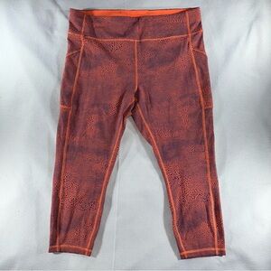 lululemon Wunder Train high rise orange crackle capri tights athletic fun yoga